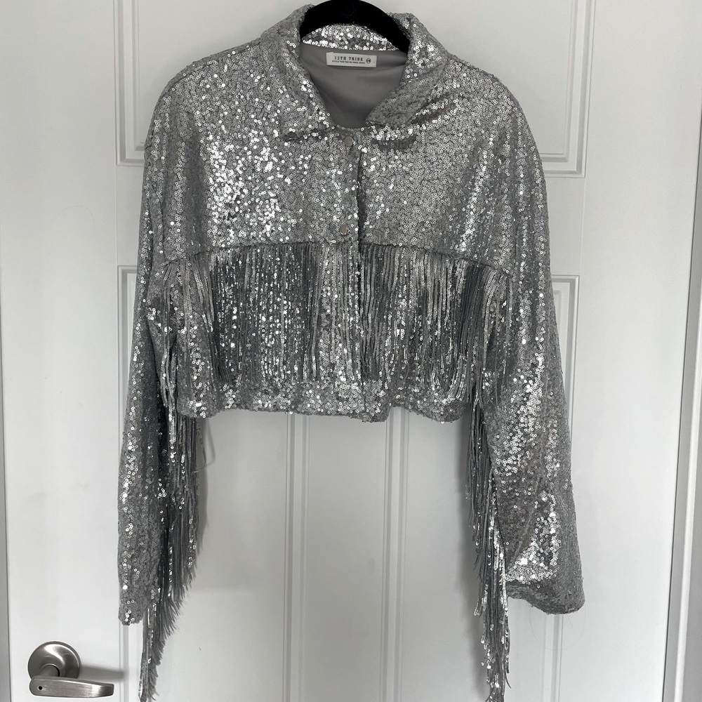 ERAS TOUR Silver Sequin Fringe Jacket